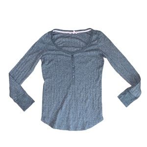 Victoria's Secret Sleep Silver Sparkly Henley Pajama Top sz M